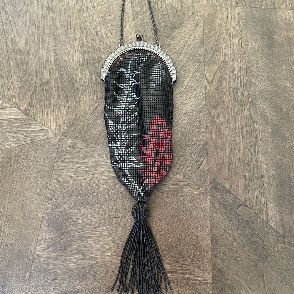 Whiting & Davis NWOT Feather Design Mesh Bag